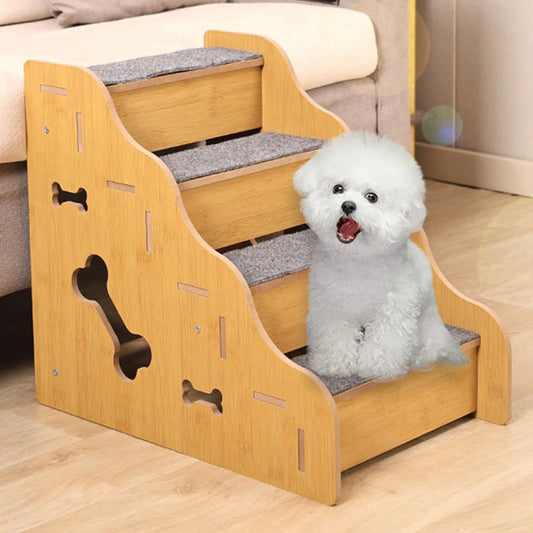 Wooden Pet Stairs 2, 3 or 4 Steps - Non-Slip Dog Ladder