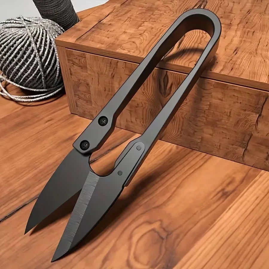 U-Shaped Scissors, Black — Compact Craft & Industrial Tool