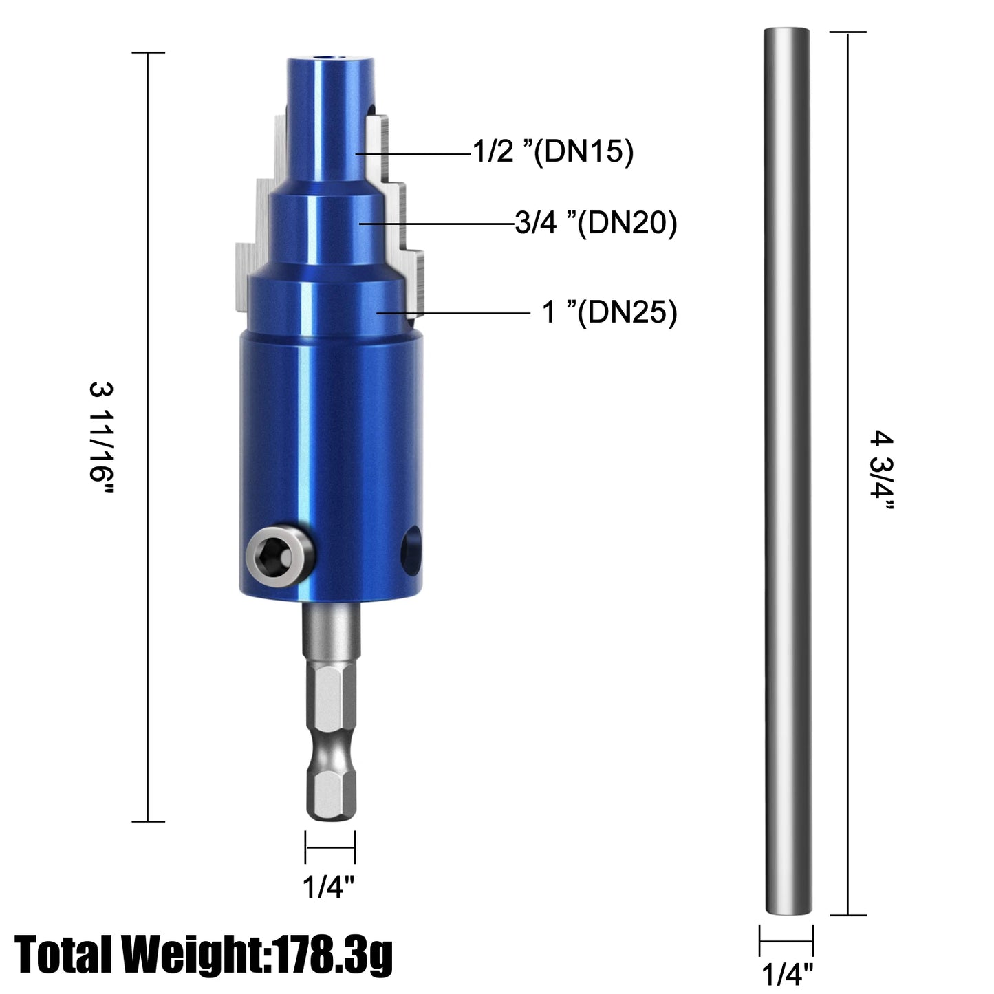 Broken Pipe Extractor Tool for 1/2 3/4 1 Inch DN15/20/25 Angle Valves Removes Rusted Damaged Faucet Bolts Drill or Manual Use