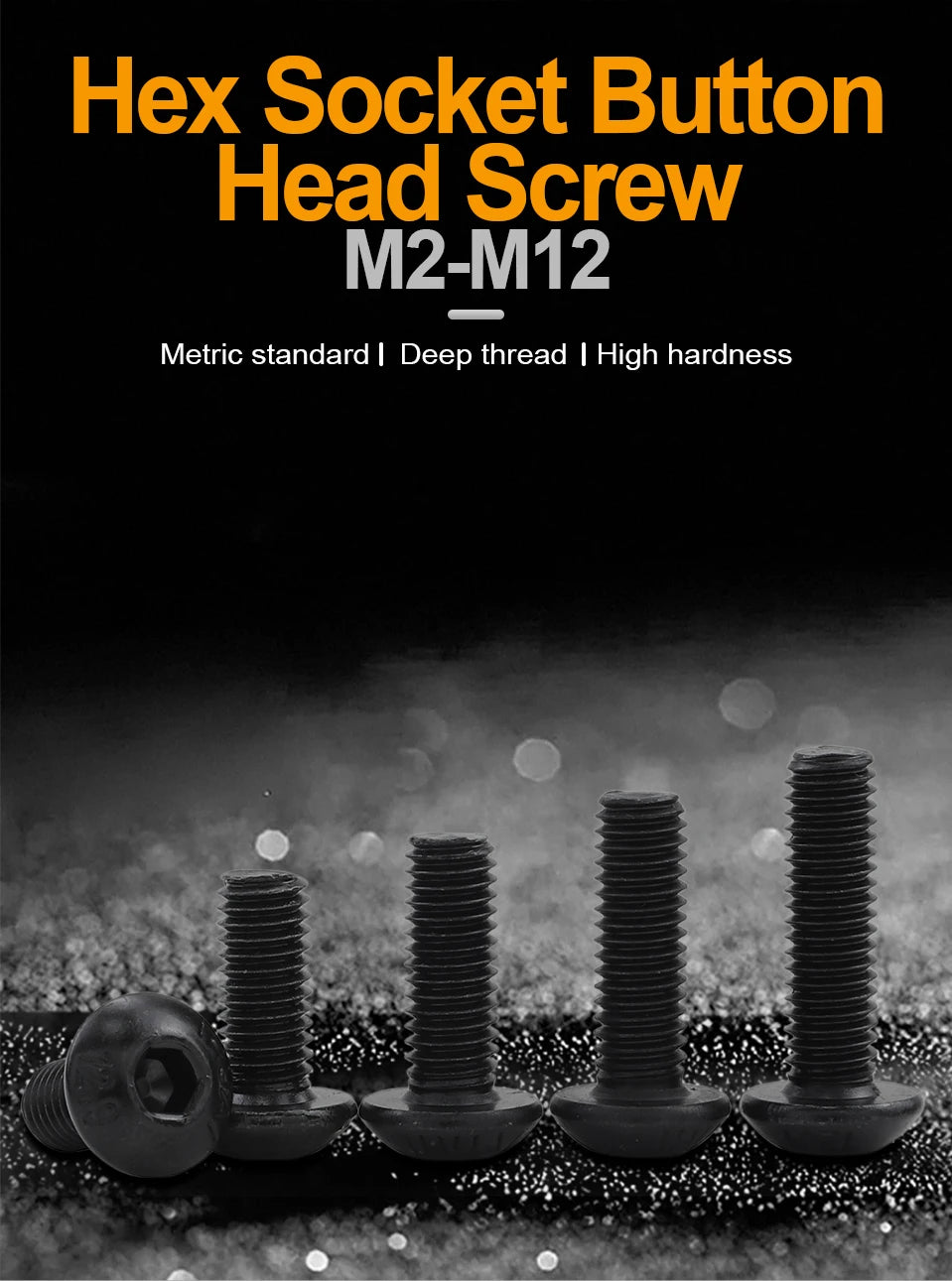 JUIDINTO 1-50pcs Allen Round Screw Bolt 12.9 Grade M2 M2.5 M3 M4 M5 M6 M8 M10 Hex Hexagon Socket Button Head Screw for MTB