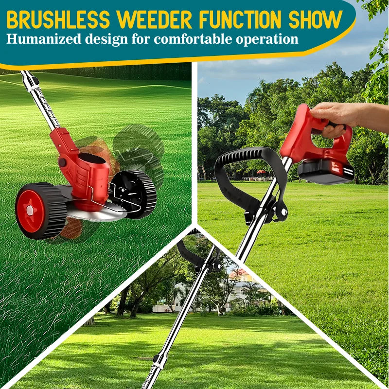 Cordless Electric Reel Lawn Mower & Weed Trimmer – Battery-Powered Telescopic Handle Grass Cutter for Courtyard, Garden & Lawn | Multiple Colors