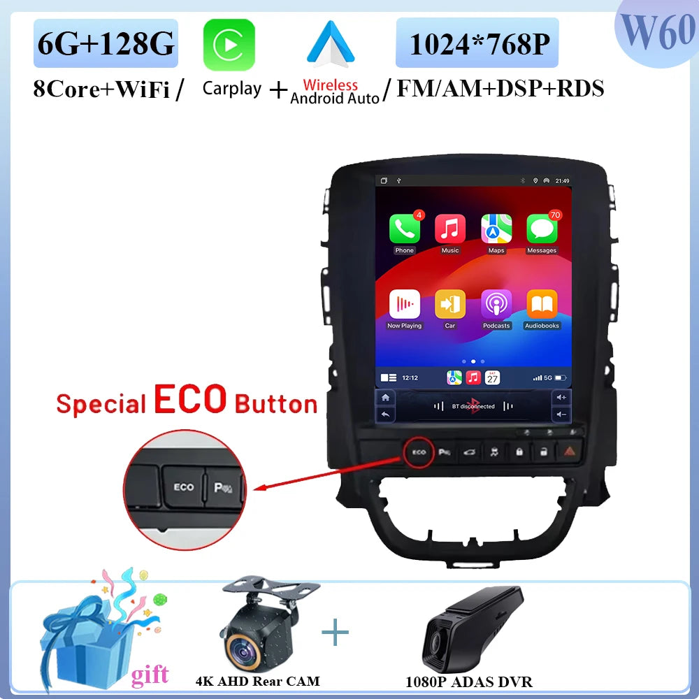 9.7" Car Stereo with Apple CarPlay & Android Auto, Compatible with Opel Astra J (2009-2015)