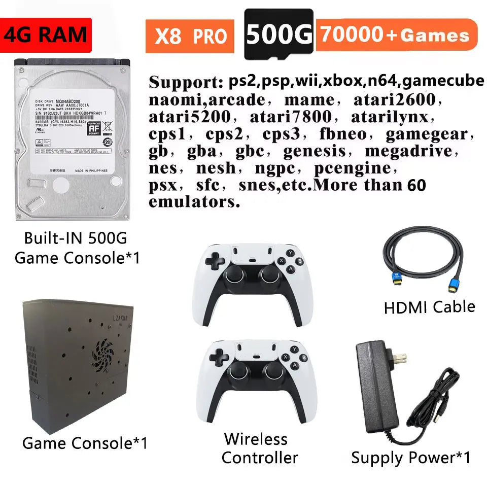 X8 Pro Dual-System Game Console — Windows 11 + Batocera, i3 CPU, 60+ Emulators, TV Console