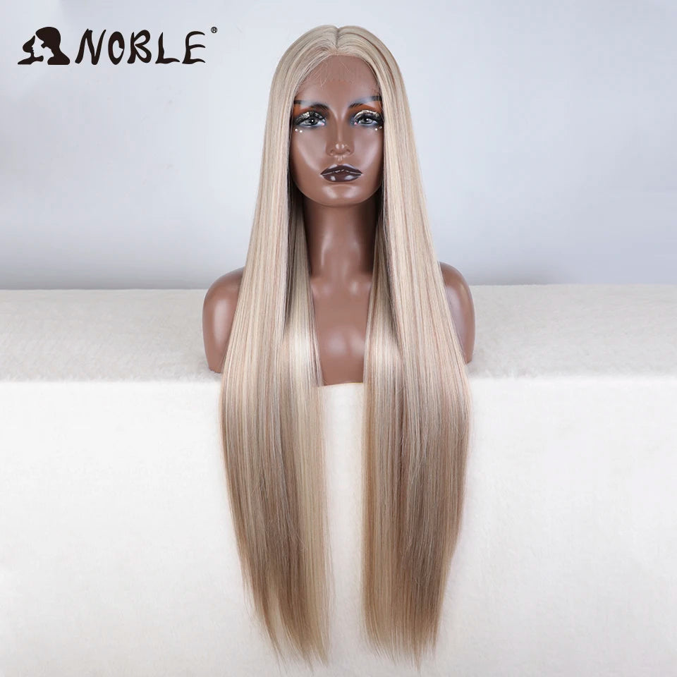 Noble Synthetic Lace Front Wig Cosplay 38 Inch 13X4X1 Straight Lace Front Wigs For Women Blonde Wigs High Density Lace Wig
