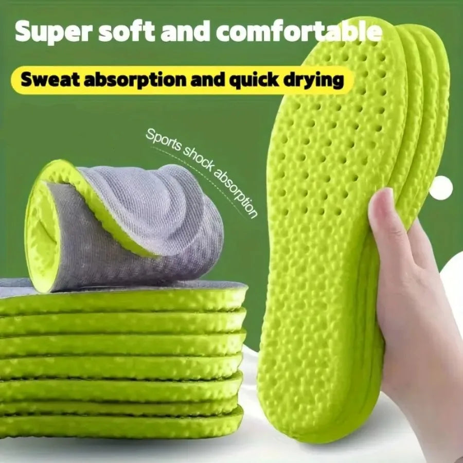 6 Pairs Green Arch Support Insoles – Shock-Absorbing, Breathable Comfort for Men