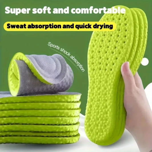 6 Pairs Green Arch Support Insoles – Shock-Absorbing, Breathable Comfort for Men