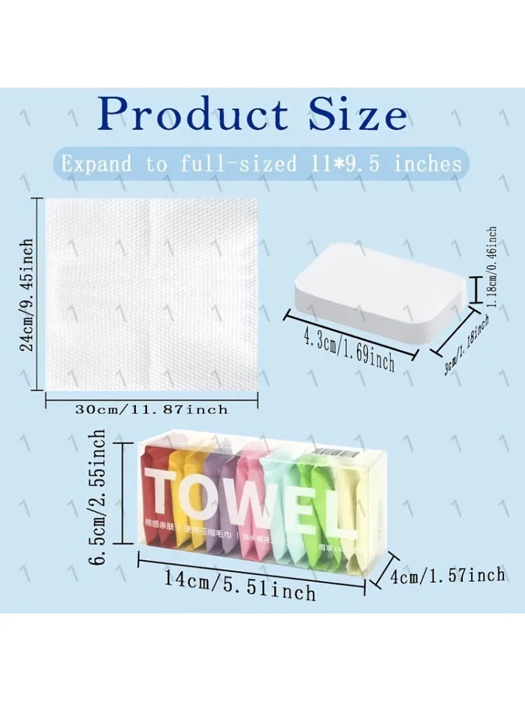 28pcs Compressed Travel Towels – Disposable Portable Wet & Dry Towel Set (Unscented)