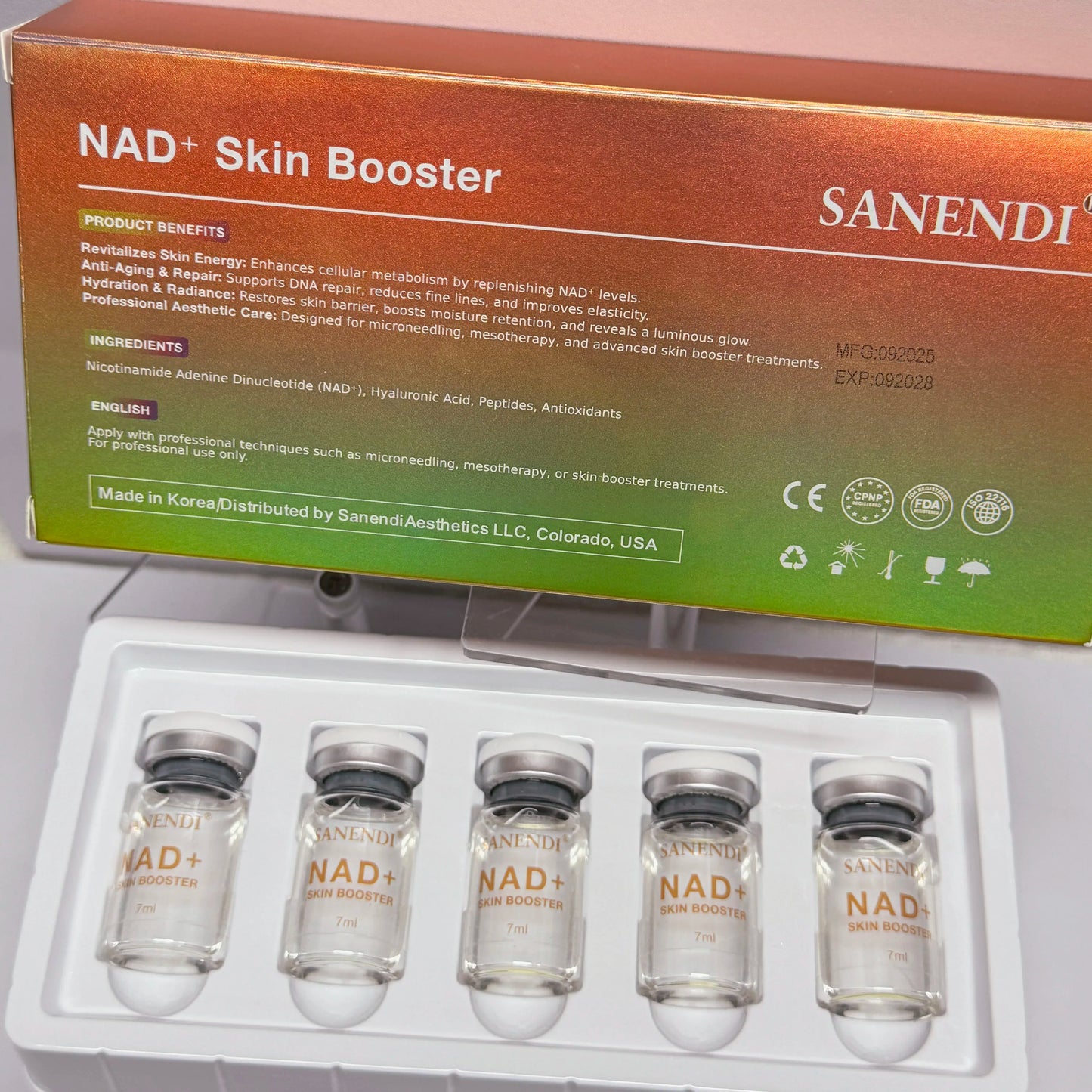 Sanendi NAD+ Korea Skincare Product Complex Essence for light texture And Transparent-Feel Daily Care Essence Set 7mlx5 Vials