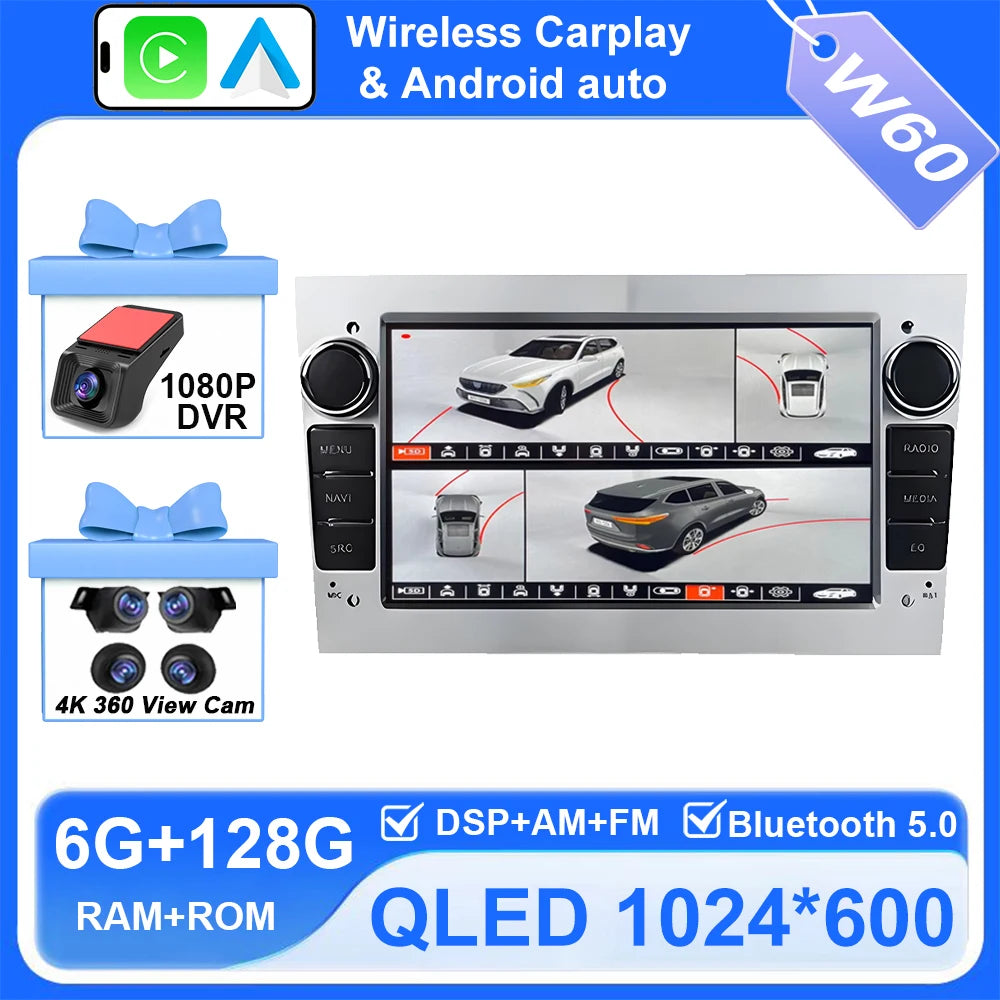 Android Car Stereo for Opel/Vauxhall Astra H J, Vectra, Antara, Zafira, Corsa (2004–2011) — CarPlay, Android Auto, GPS