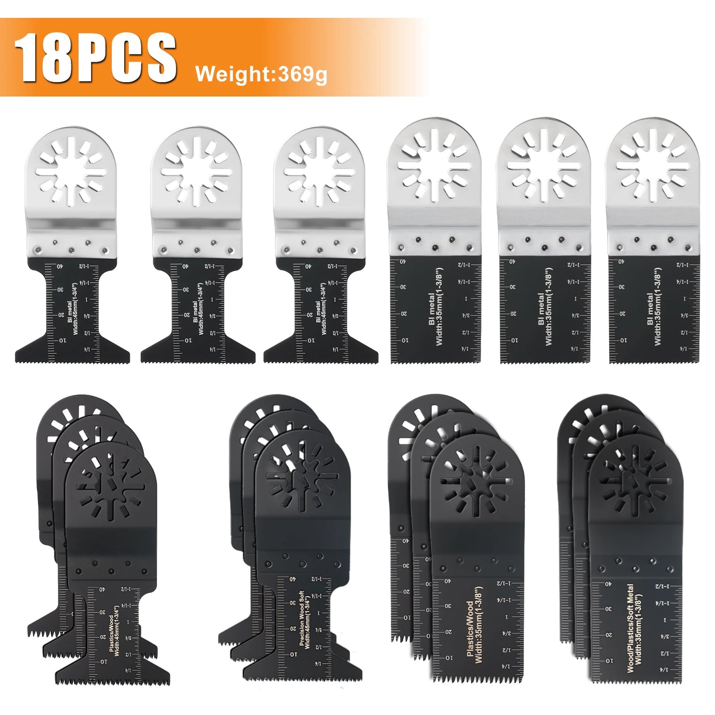 10-42Pcs Oscillating Saw Blades Set Universal Closed-Back Multitool Blades for Wood Plastic Metal Fits Most Oscillating Tools