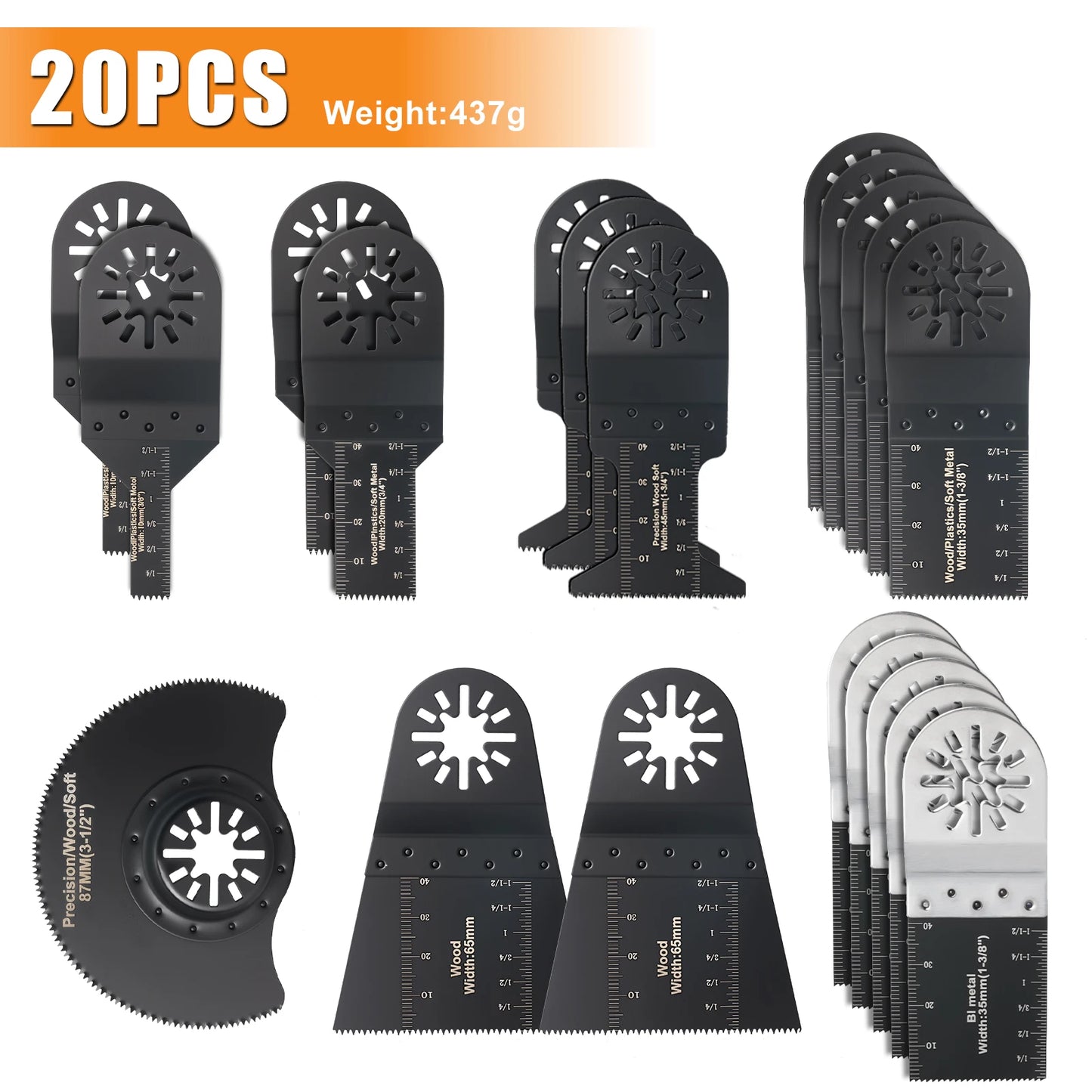 10-42Pcs Oscillating Saw Blades Set Universal Closed-Back Multitool Blades for Wood Plastic Metal Fits Most Oscillating Tools