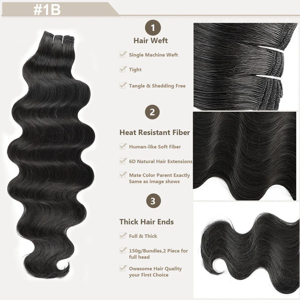 Magicae 30Inch 200g/Pc Chocolate Ombre Brown Orange Blond P27/613 Bio Body Wave Grey High Temperature Synthetic Hair Extension
