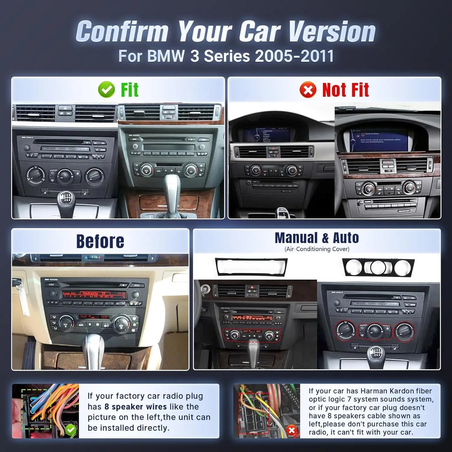 9" Touch Screen Wireless Car Radio Stereo for BMW 3 Series 328i 335i 325i (E90/E91/E92/E93) 2005-2011 With Backup Camera 2G+32G