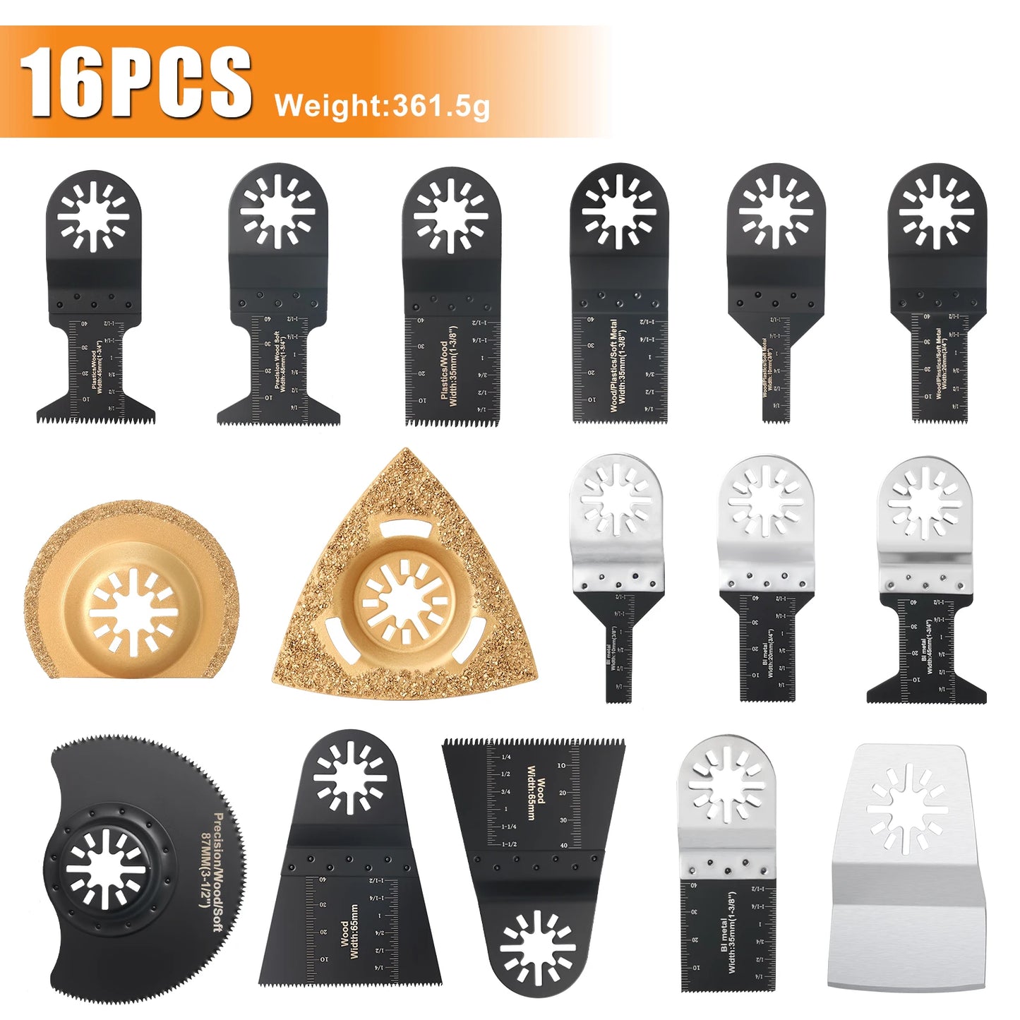 10-42Pcs Oscillating Saw Blades Set Universal Closed-Back Multitool Blades for Wood Plastic Metal Fits Most Oscillating Tools