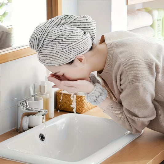 1 Pair of Blue/pink Wrist Straps for Face Washing, Quick Dry Cleaning Face Straps with Water Absorption, Suitable for Skincare