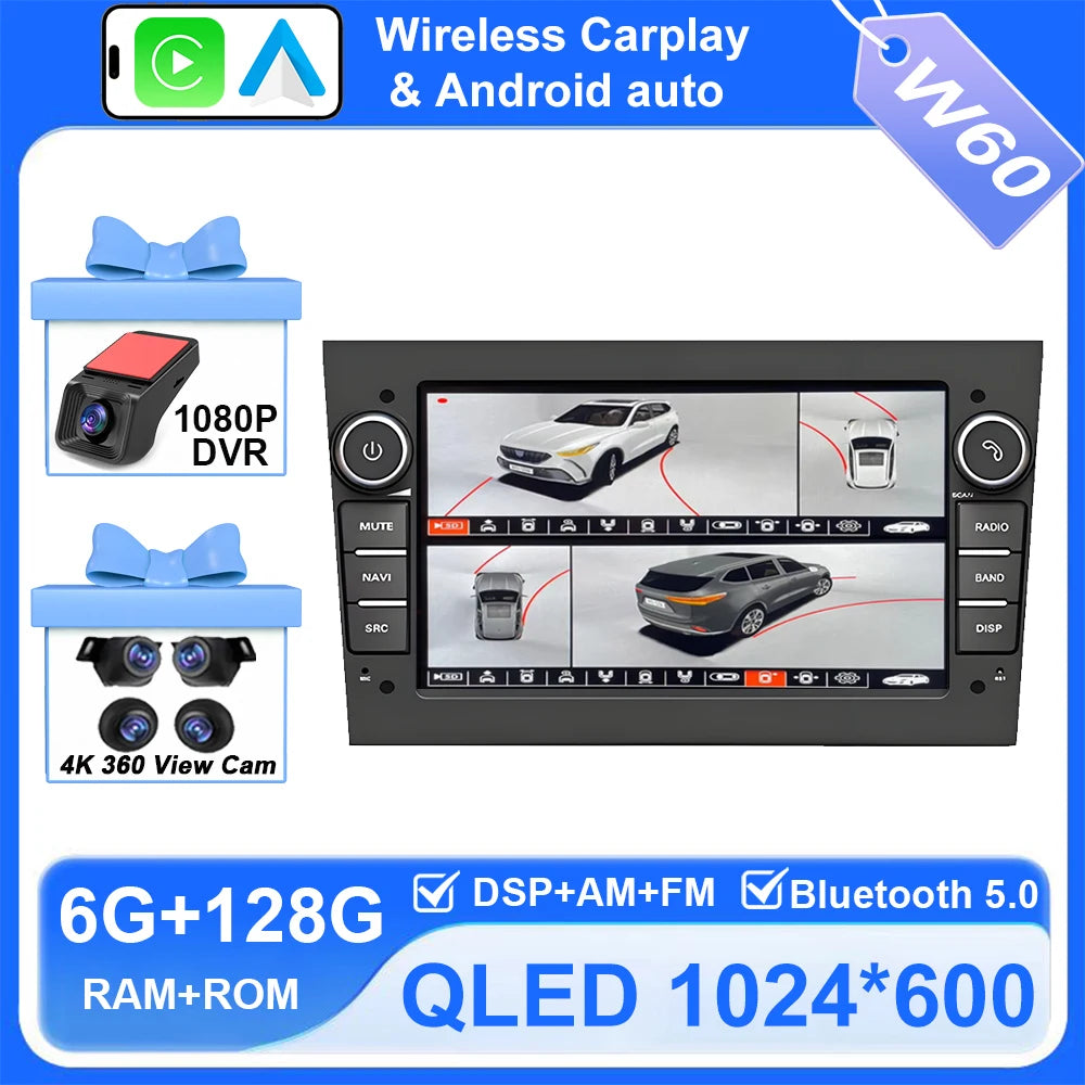 Android Car Stereo for Opel/Vauxhall Astra H J, Vectra, Antara, Zafira, Corsa (2004–2011) — CarPlay, Android Auto, GPS