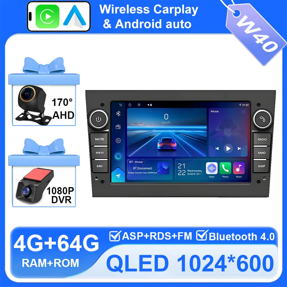Android Car Stereo for Opel/Vauxhall Astra H J, Vectra, Antara, Zafira, Corsa (2004–2011) — CarPlay, Android Auto, GPS