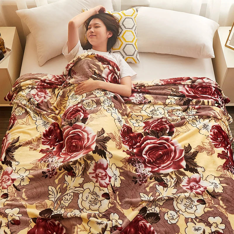 Lightweight Flannel Throw Blanket, Floral Designs