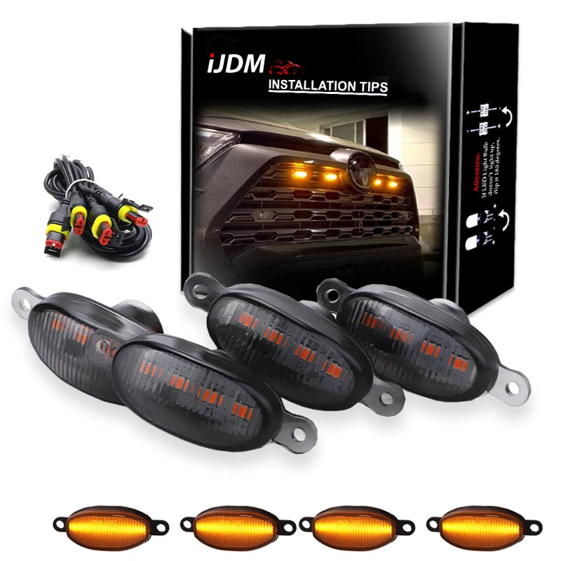 LED Grille Marker Lights, Eagle-Eye Style (Universal) — Amber/White