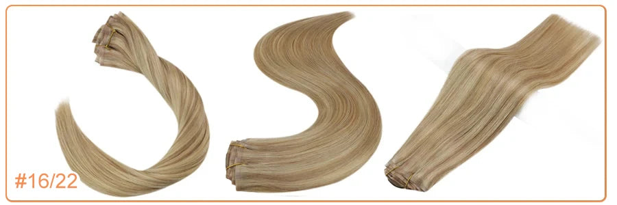 Full Shine Seamless Clip in Human Hair Extensions 8Pcs 100g&80g Pure Color Blond Hair Pu Clip on Remy Extension Skin Weft