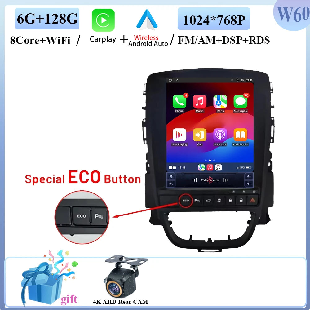 9.7" Car Stereo with Apple CarPlay & Android Auto, Compatible with Opel Astra J (2009-2015)