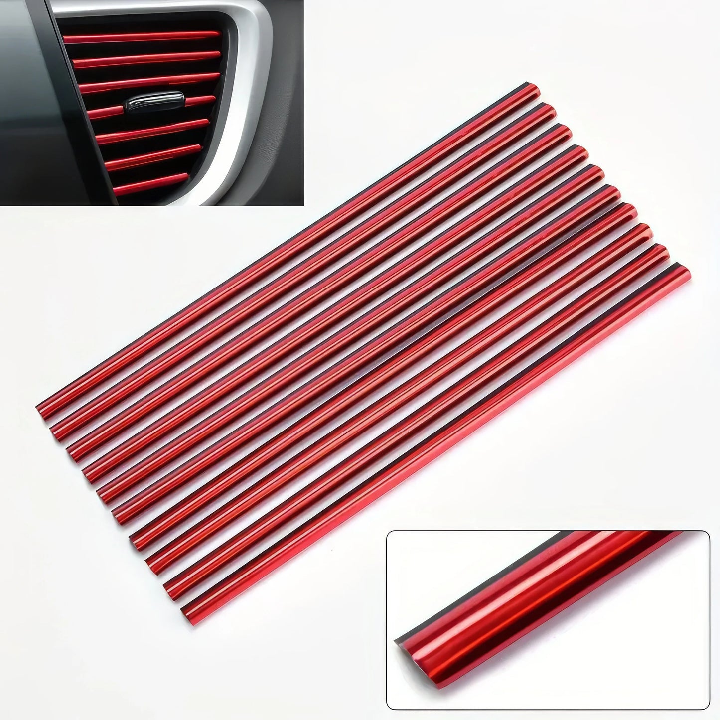 10/20 Decorative Strips in Red, Durable Material, Easy To Install, Compatible with All Car Models, Fashionable Car Decoration