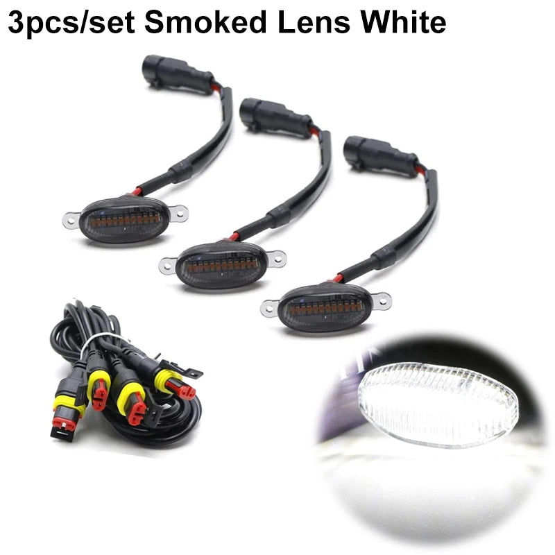 LED Grille Marker Lights, Eagle-Eye Style (Universal) — Amber/White