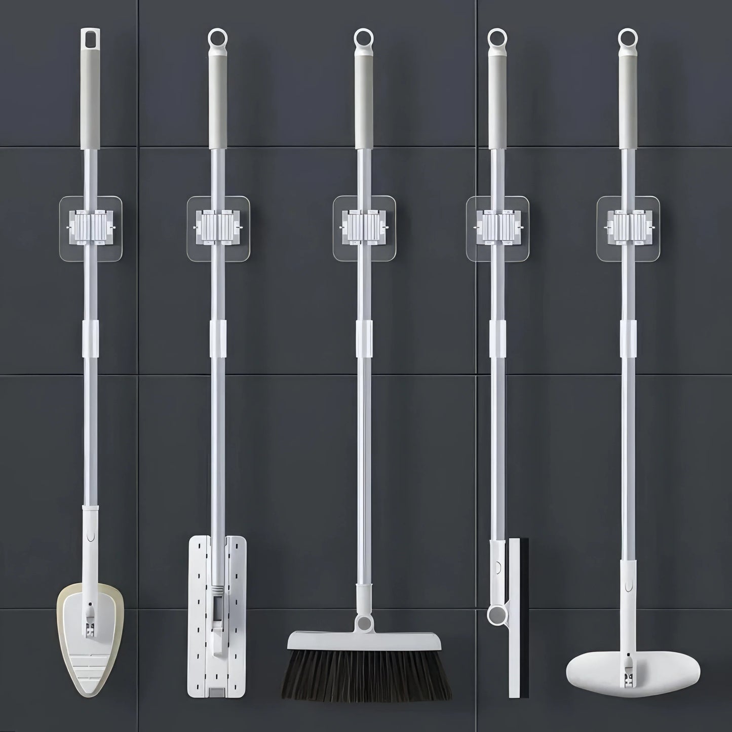 4/8/12 Mop Racks with No Drilling, Space Saving Design, Minimalist Style, Suitable for Bedrooms, Gardens, and Bathrooms