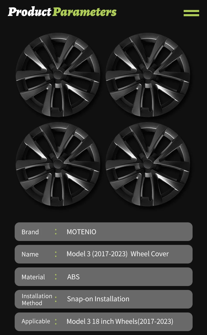 4PCS Design For TESLA Model 3 2026-2026 18 Inch Arachnid Style Wheel Cover Hubcaps Cap Only For Model 3 Wheel Cover Accessories