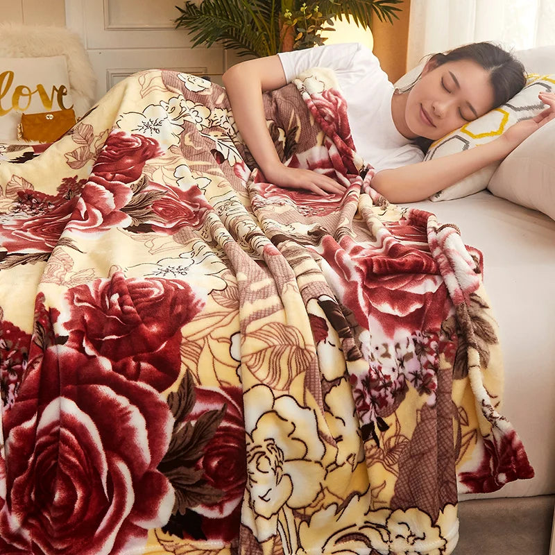 Lightweight Flannel Throw Blanket, Floral Designs