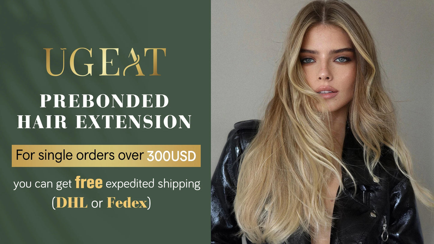 Ugeat U Tip Hair Extension Human Hair 1g/s Nail U Tip Hair For Women 14-24" Pre Bonded Hair Extensions 50g/100g Keratin Tip Hair