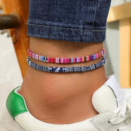 Bohemian surfer beach anklet set