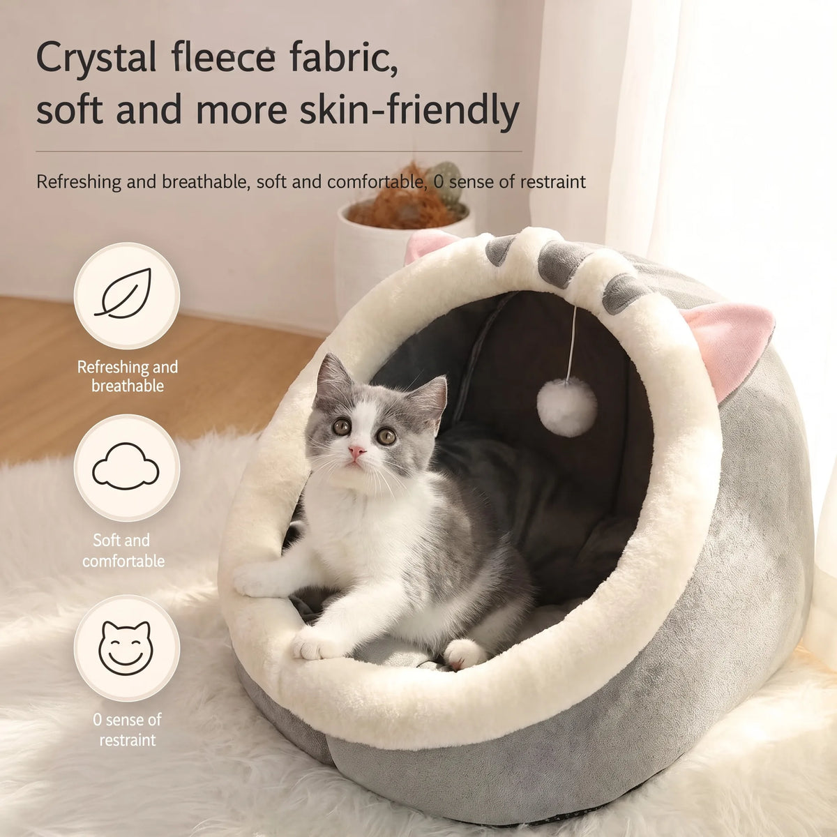 Cat Tent Bed with Removable Cushion - Cozy Cave House for Small Pets - photo 2