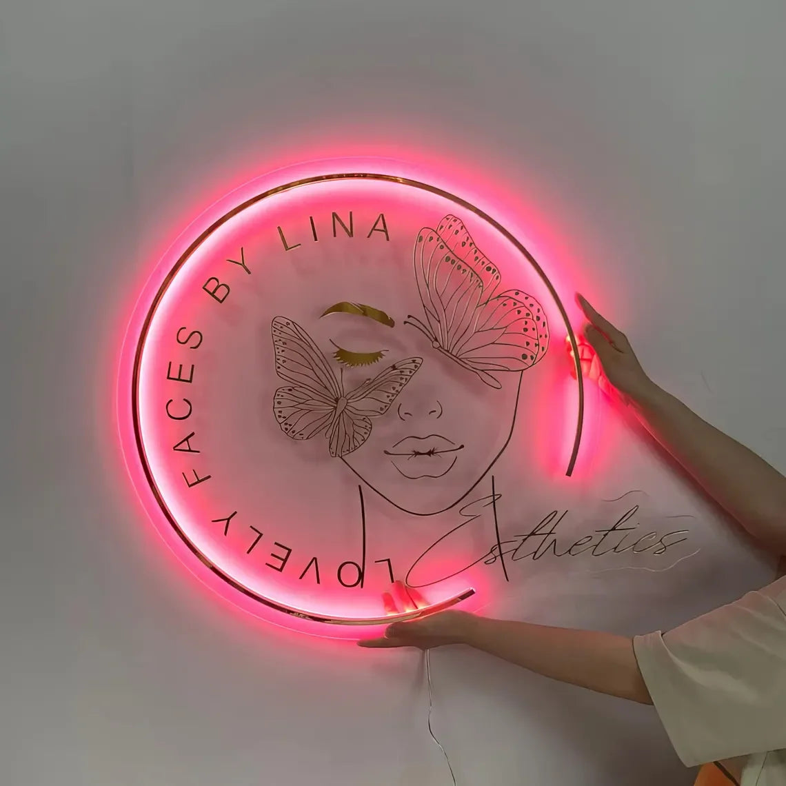 Custom UV-Printed LED Acrylic Sign — Salon & Office Signage