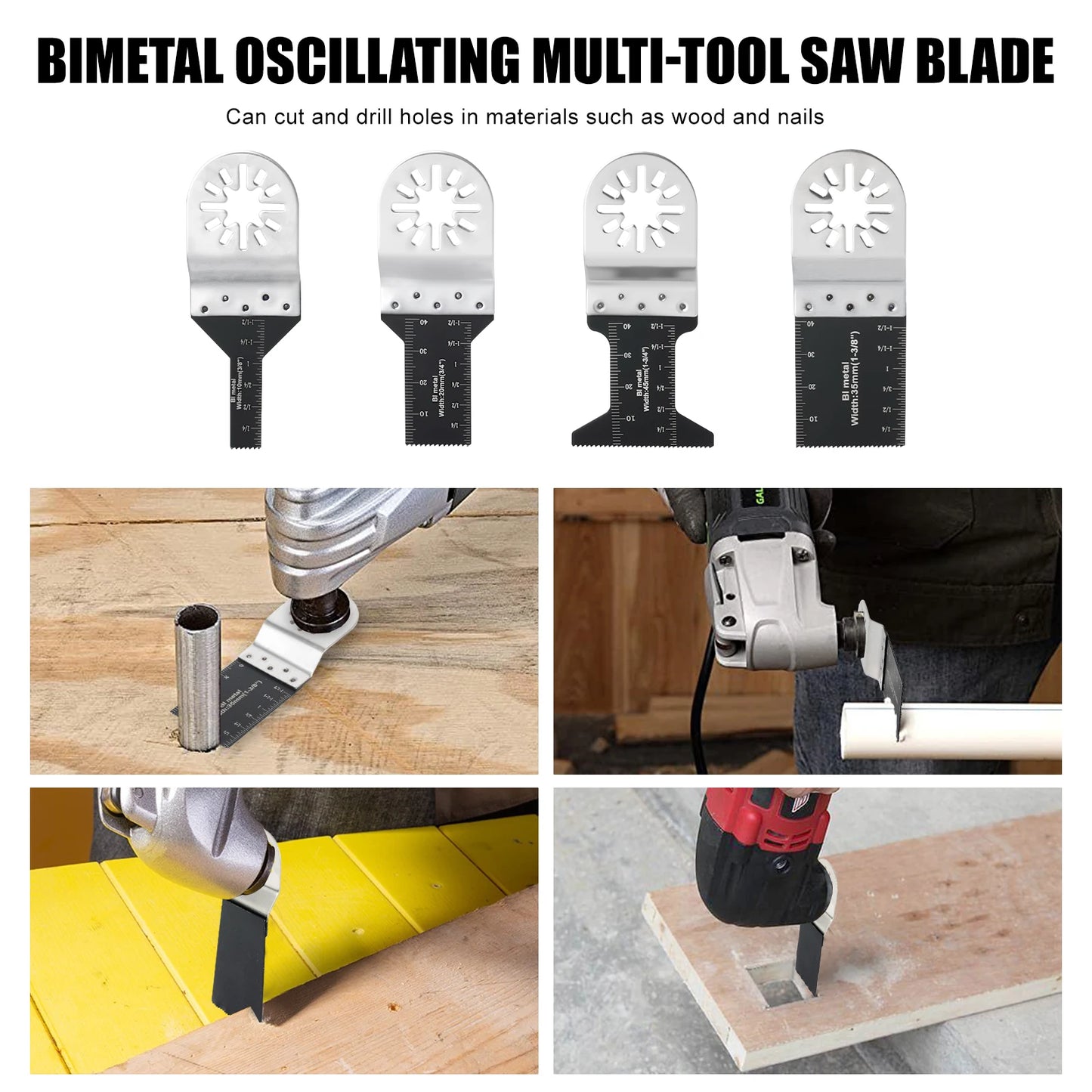 10-42Pcs Oscillating Saw Blades Set Universal Closed-Back Multitool Blades for Wood Plastic Metal Fits Most Oscillating Tools