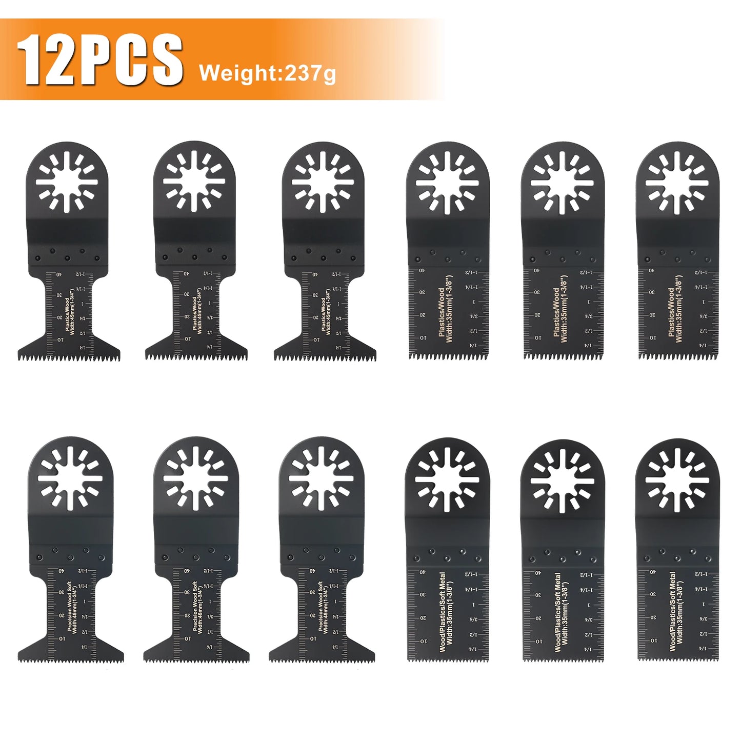 10-42Pcs Oscillating Saw Blades Set Universal Closed-Back Multitool Blades for Wood Plastic Metal Fits Most Oscillating Tools