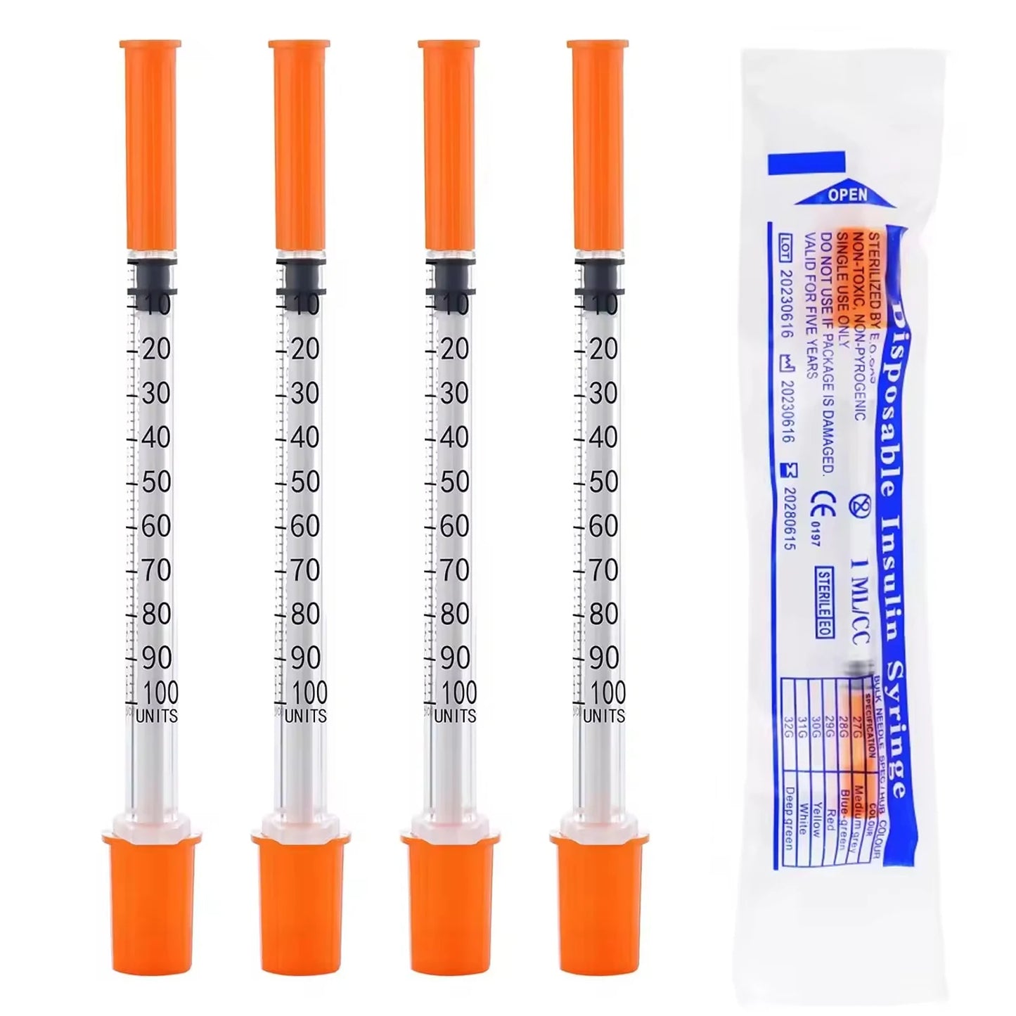 30PACK 0.3ml 0.5ml 1ml Disposable Individually Wrapped Insulin Syringe for Animals,Lab