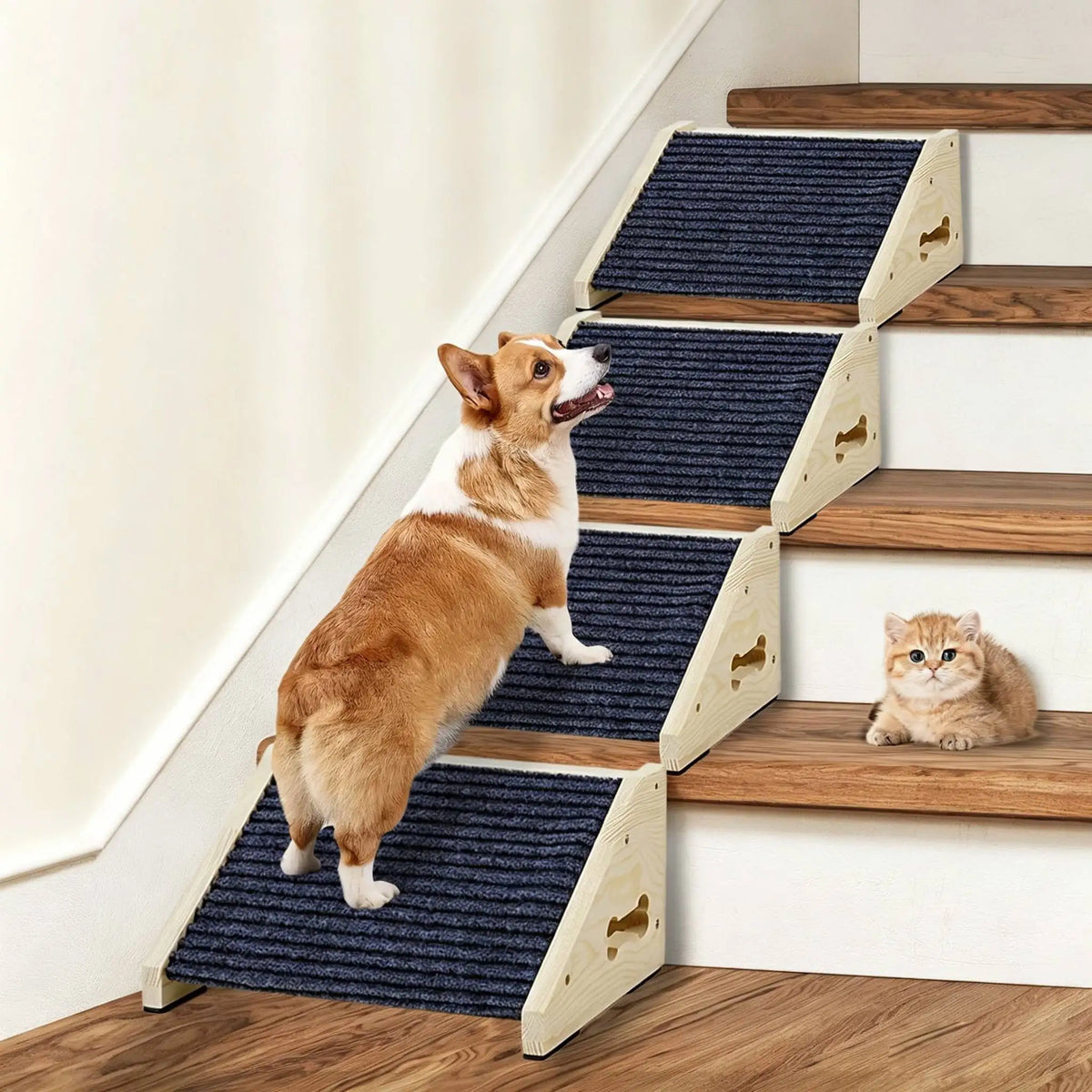 Wooden Anti-Skid Dog Ramp Stairs - Beds & Sofas