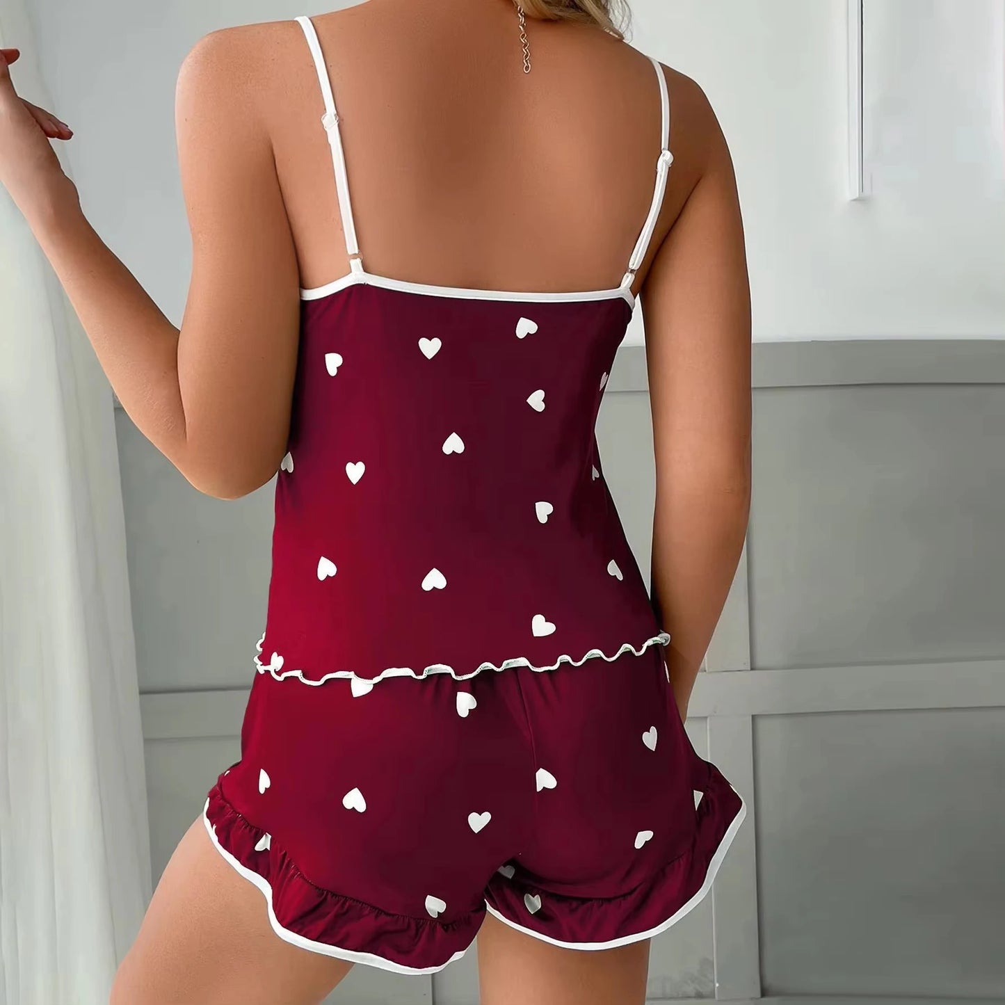 2026 Summer Pajama Set Large Size Vest Shorts Women's Suspenders Soft Casual Cute Printed Women pajamas set