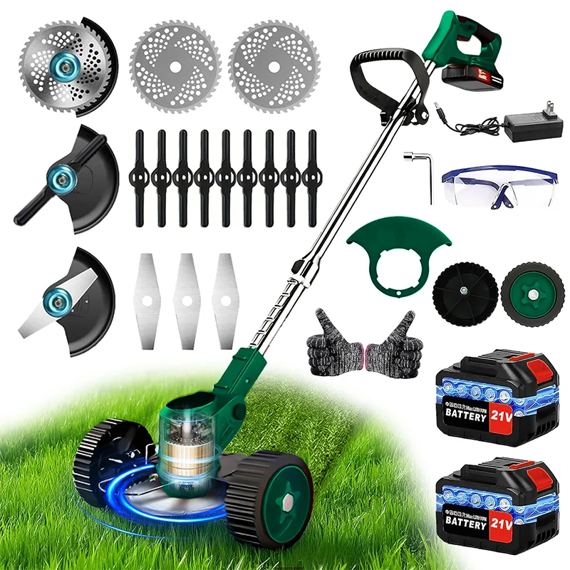 Cordless Electric Reel Lawn Mower & Weed Trimmer – Battery-Powered Telescopic Handle Grass Cutter for Courtyard, Garden & Lawn | Multiple Colors