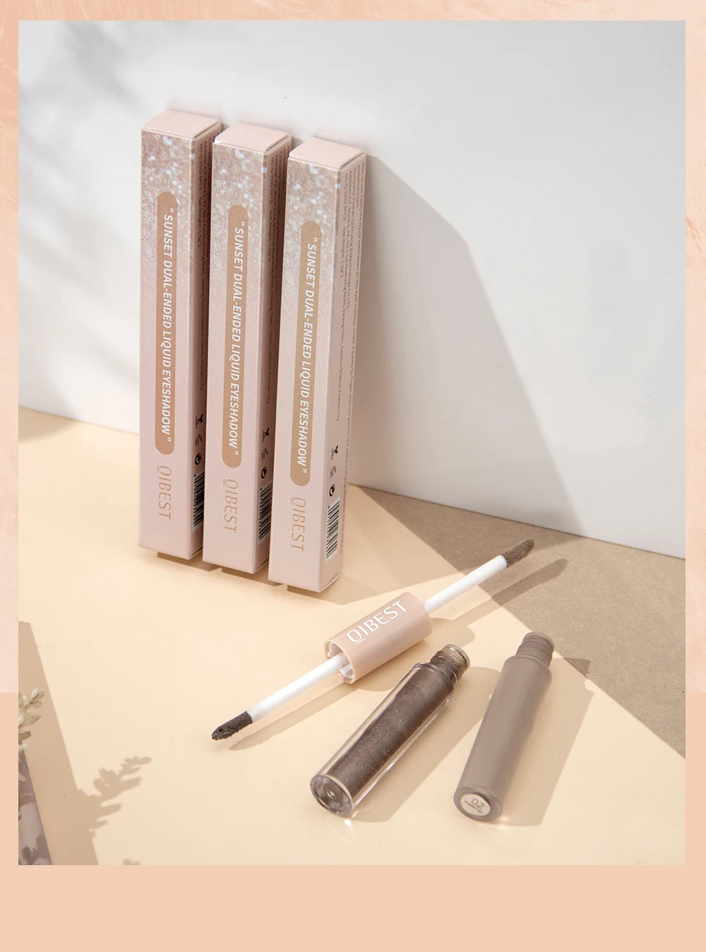 QIBEST Double End Glitter Matte Eye shadow Stick Pencil Eyeshadow Makeup Waterproof Bicolor Shimmer Cosmetics Beauty Makeup Tool