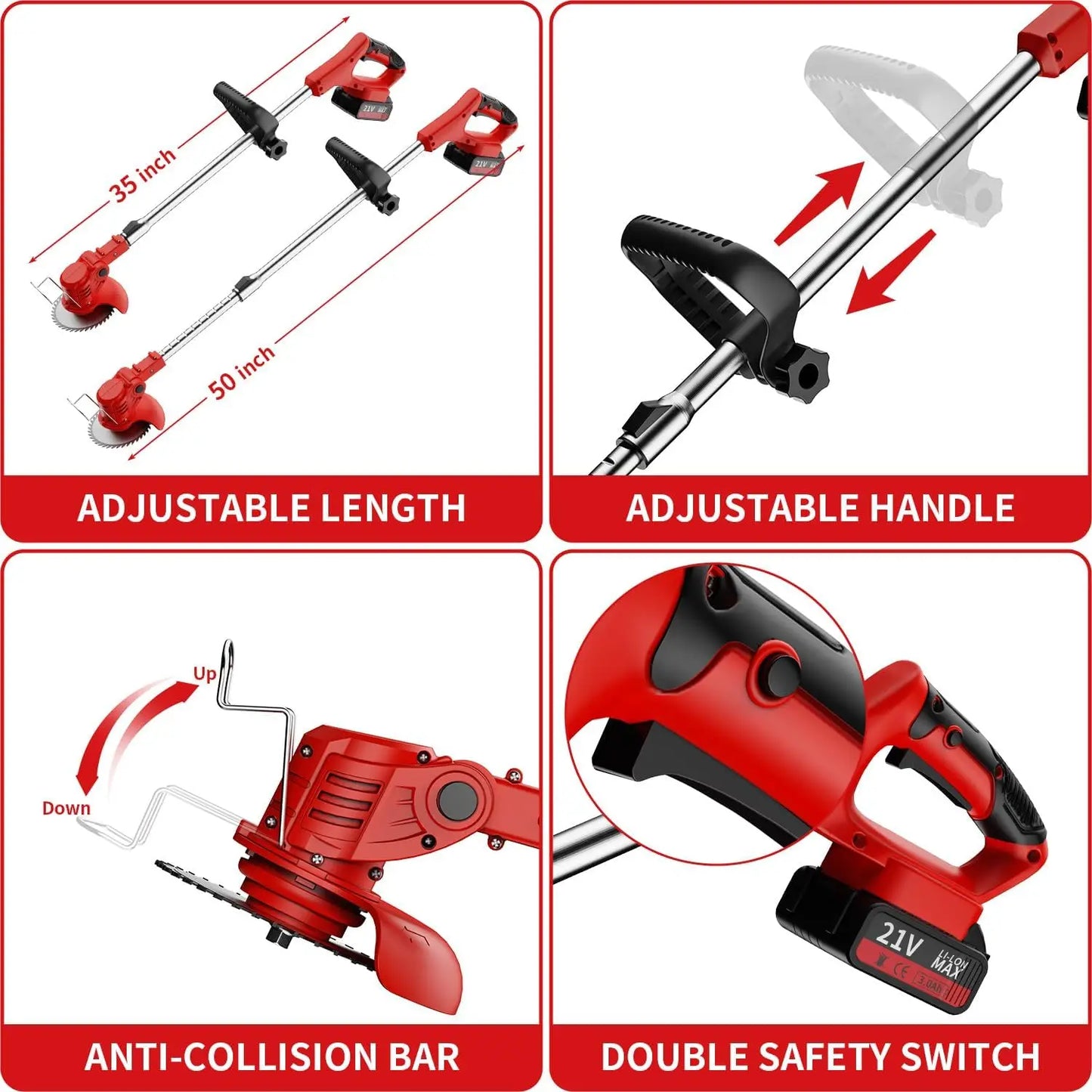 Cordless Electric Lawn Mower & Weeder with 2 Batteries