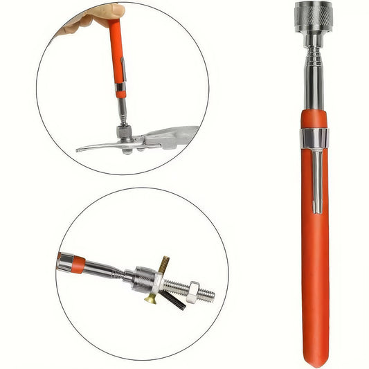 1/2 Piece Magnet Picking Tool Orange, Ergonomic Grip, Durable Structure, Suitable for Workshops, Garages, Laboratories
