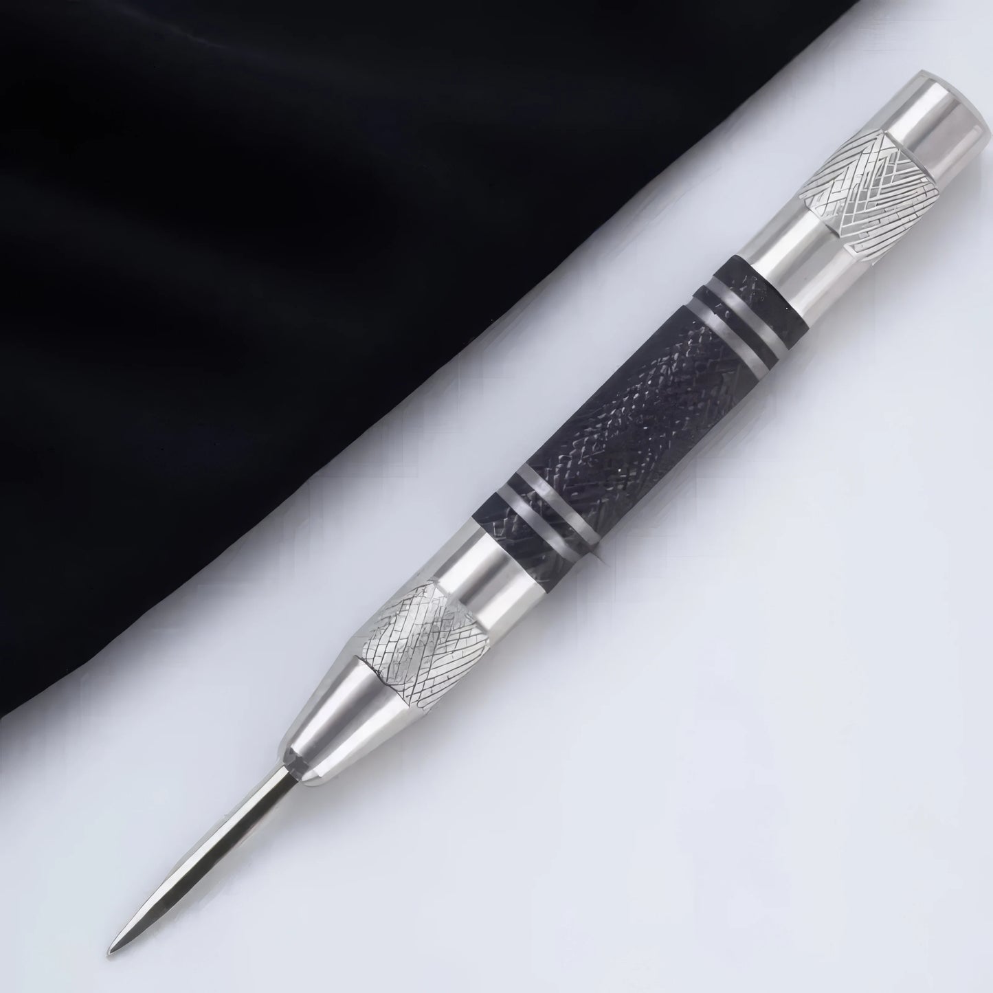 1/2 Automatic Center Punch Silver, Durable Spring Mechanism, Precise Drilling, Suitable for Construction and Workshop