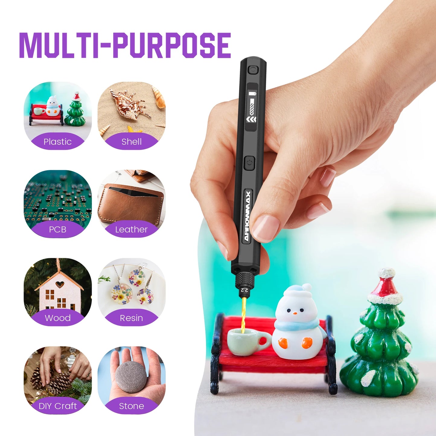 MMAlto ARROWMAX SDS Mini Precision Drill – Cordless Electric Micro Drill | 900RPM | 10 Titanium Bits | USB-C | For PCB, Wood, Metal, Plastic DIY