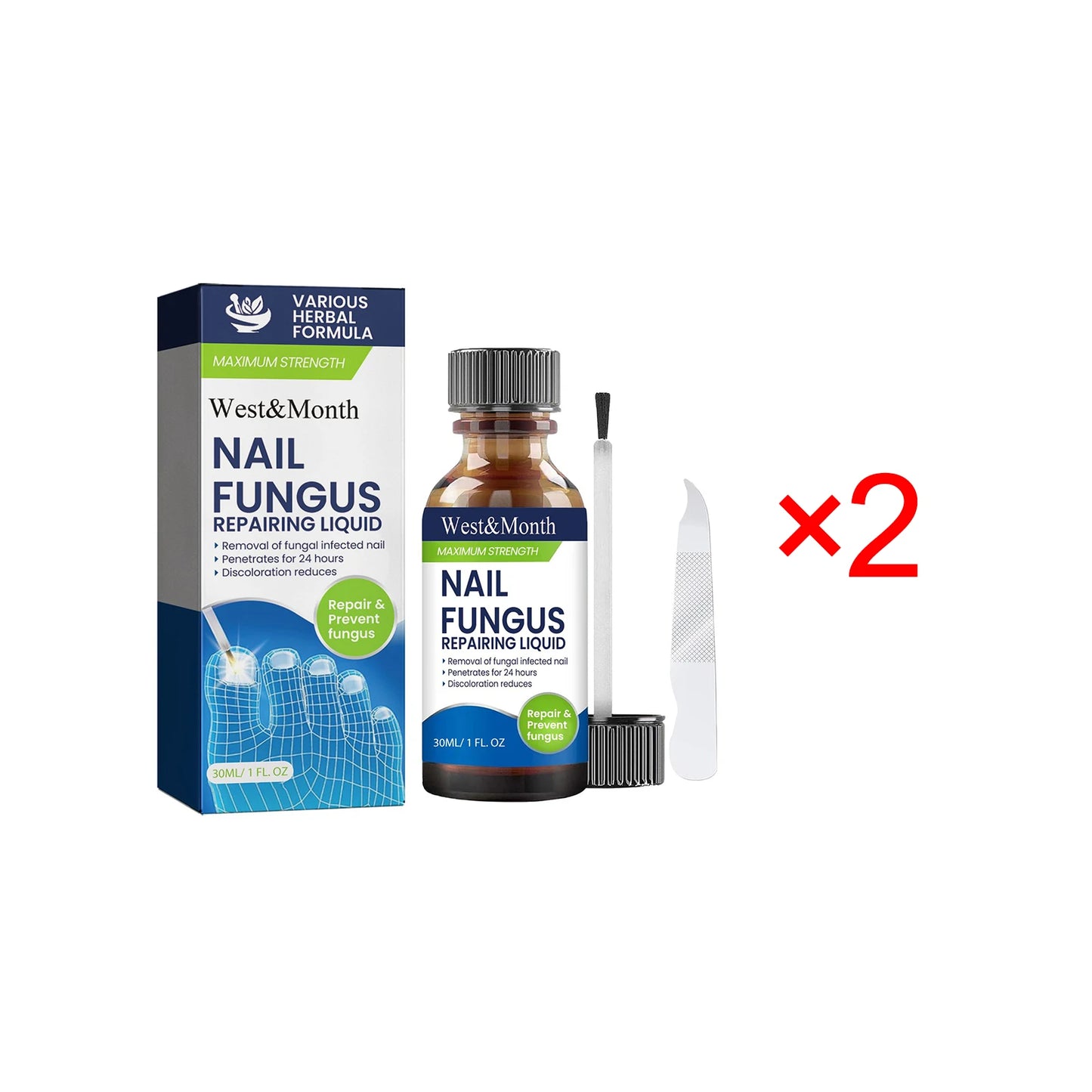 West&Month Nail Fungus Repair Liquid Hand Foot Skin Care Serum Remove Infected Thicken Bright Fungal Treat Soft Hand Foot Care
