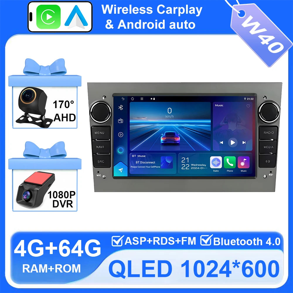 Android Car Stereo for Opel/Vauxhall Astra H J, Vectra, Antara, Zafira, Corsa (2004–2011) — CarPlay, Android Auto, GPS