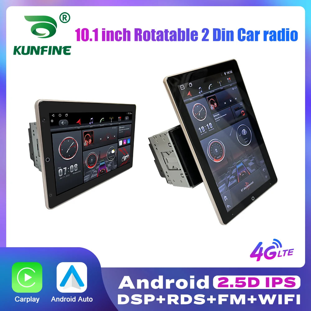 10.1" Rotatable Vertical Screen 2-DIN Android Car Stereo — CarPlay, Android Auto, GPS Navigation