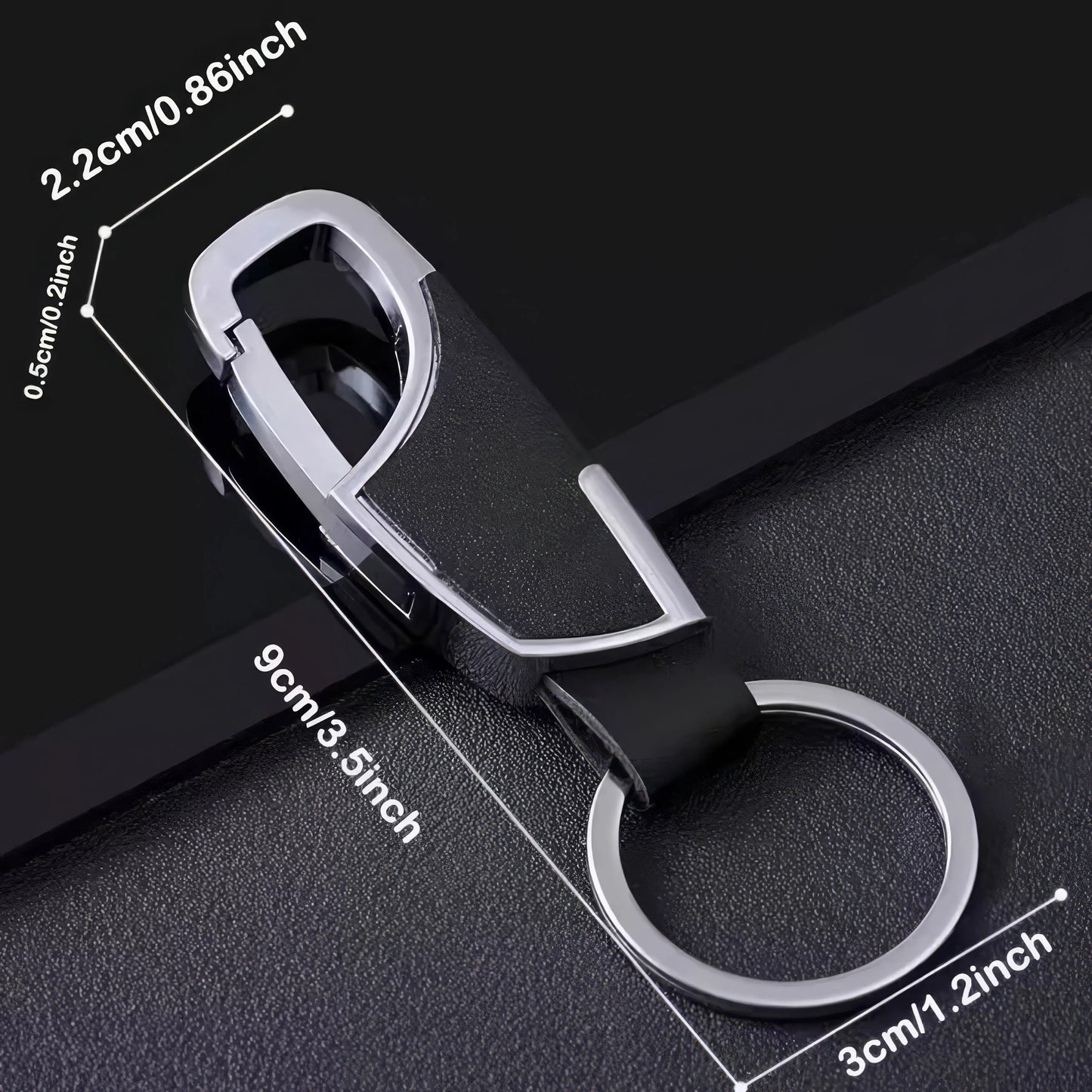 1 Black Car Keychain, Durable Metal Keyring Holder, Practical and Stylish, Suitable for Car Keys, Men's and Women's Gifts