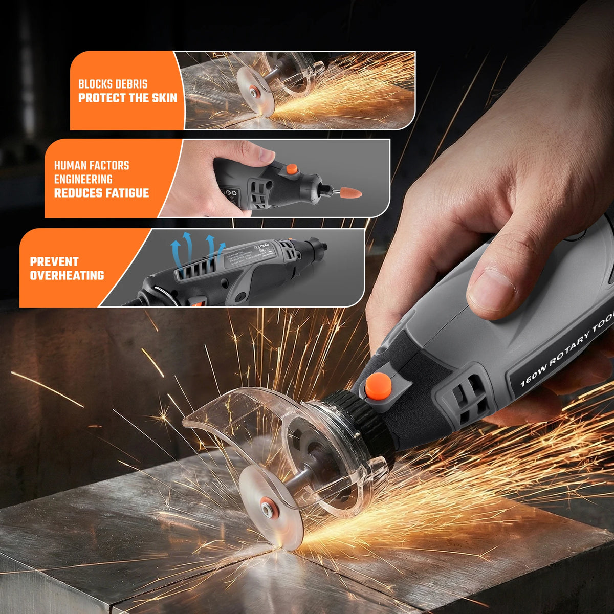 Rotary Tool Kit with Flex Shaft & 160 Accessories, Corded